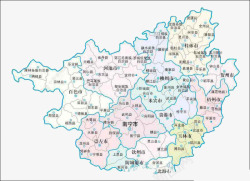广西省详细平面地图素材
