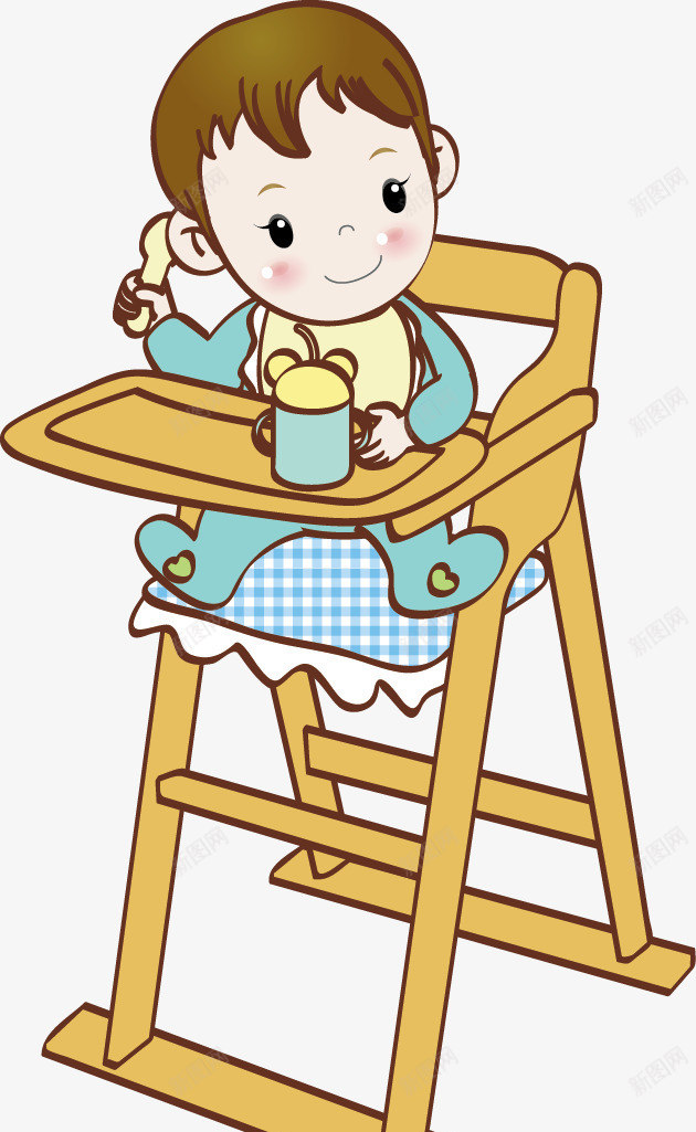 卡通小孩元素宝宝婴儿餐椅png免抠素材_新图网 https://ixintu.com 卡通小孩 婴儿 宝宝 矢量元素 餐椅