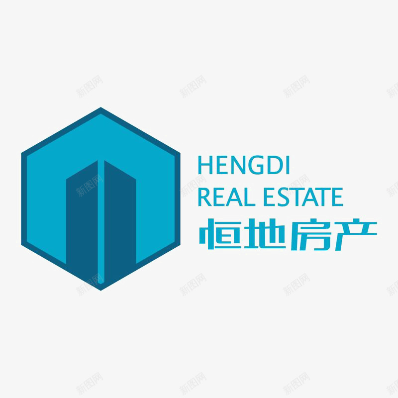 恒地房产图标psd_新图网 https://ixintu.com logo 地产 字体设计 排版设计 蓝色