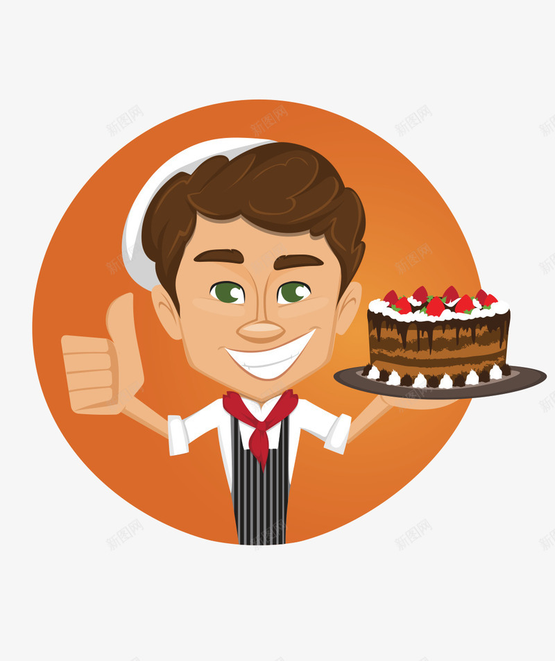 卡通手绘竖拇指蛋糕面包师png免抠素材_新图网 https://ixintu.com 卡通的人物 手绘的面包师 竖拇指的面包师 蛋糕师