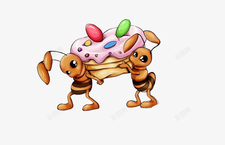 小蚂蚁png免抠素材_新图网 https://ixintu.com 两只蚂蚁 卡通手绘蚂蚁图片 定制蛋糕卡通 搬蛋糕的小蚂蚁 装饰图片蚂蚁