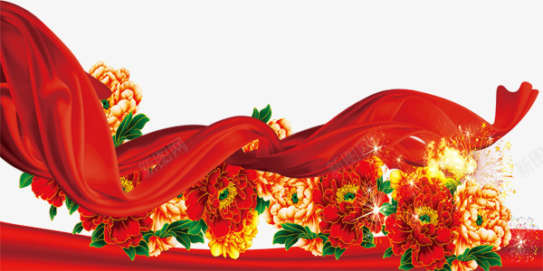 红色喜庆新年年货展板花束带png免抠素材_新图网 https://ixintu.com 喜庆 展板 带子 年货 新年 红色 花束