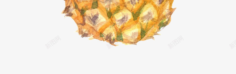 卡通手绘菠萝水果png免抠素材_新图网 https://ixintu.com 创意 动漫动画 卡通手绘 水果 简约 绿叶 黄色的菠萝