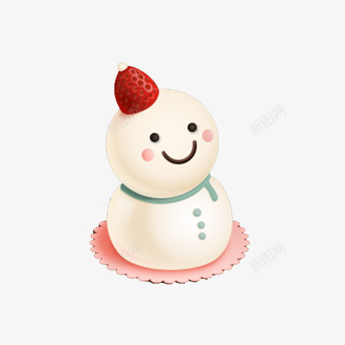 手绘可爱雪人png免抠素材_新图网 https://ixintu.com 可爱雪人 草莓 雪人 雪人蛋糕