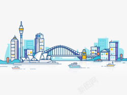 手绘悉尼城市风景素材