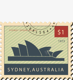风景邮票悉尼歌剧院邮票矢量图高清图片