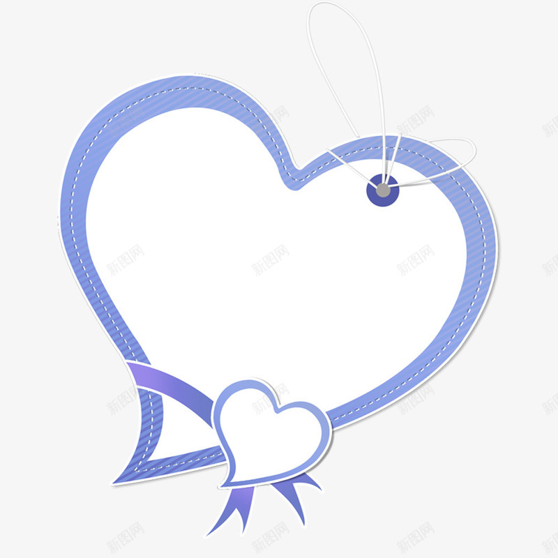 蓝色爱心对话框png免抠素材_新图网 https://ixintu.com 吊牌 对话框 爱心 绘画框 边框
