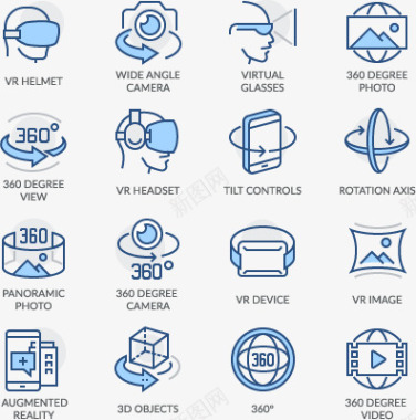 戴VR眼镜VR眼镜按钮图标图标