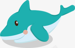 水彩蓝色海豚矢量图素材