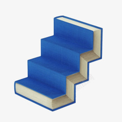蓝色书本楼梯素材