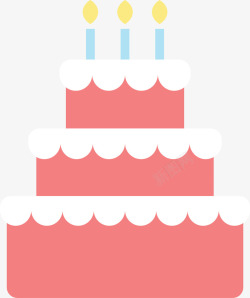 巨型蛋糕扁平化粉色三层巨型蛋糕矢量图高清图片