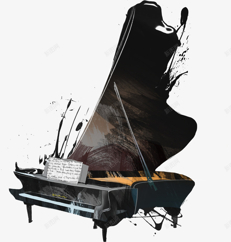 涂鸦钢琴png免抠素材_新图网 https://ixintu.com 手绘钢琴钢琴黑色钢琴