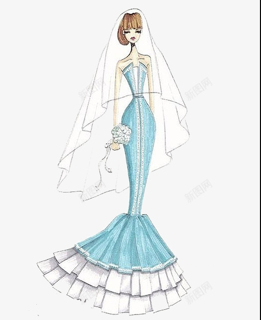 婚纱png免抠素材_新图网 https://ixintu.com 婚纱摄影手绘美女