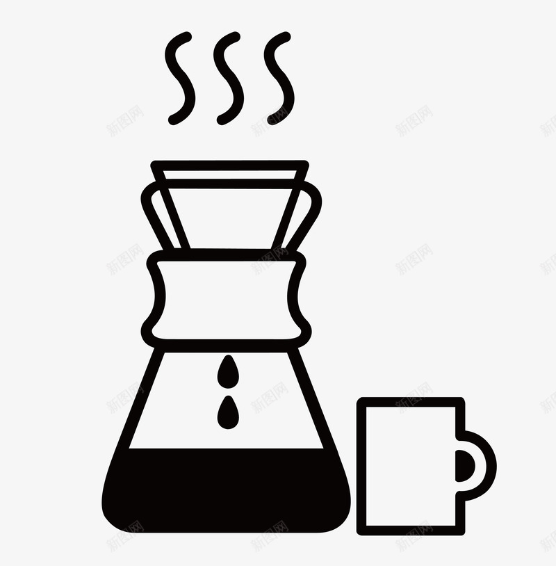 咖啡壶简图png免抠素材_新图网 https://ixintu.com 一个 卡通 咖啡 手冲壶 手绘 杯子 简笔 线条