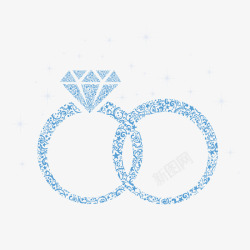 蓝色花纹钻石婚戒素材