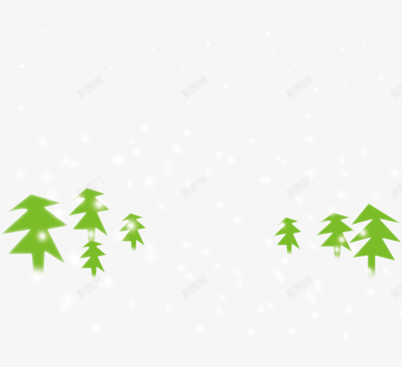 圣诞节装饰树png免抠素材_新图网 https://ixintu.com 冬天 圣诞节背景元素 松树 雪花