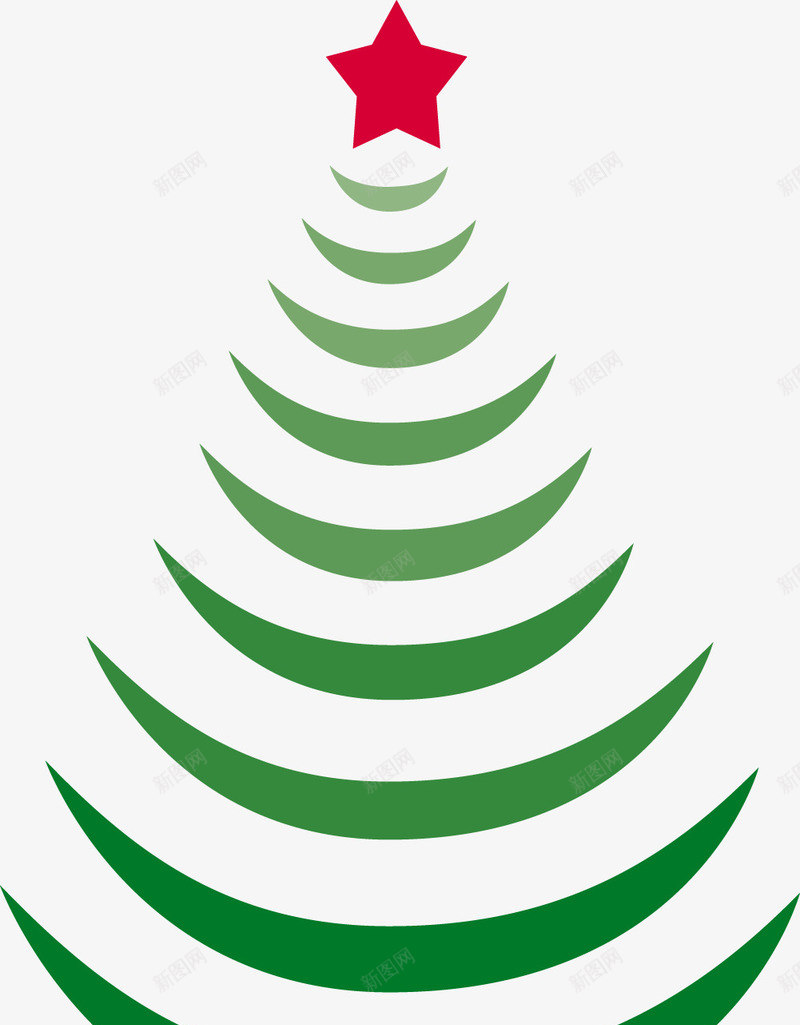 圣诞树png免抠素材_新图网 https://ixintu.com 圣诞节 扁平化风格 星星 绿色
