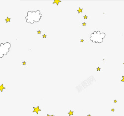 晚安背景素材卡通漂浮星星云朵高清图片