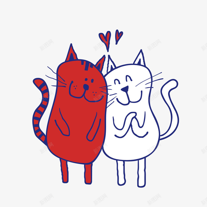 创意线条红白猫咪矢量图eps免抠素材_新图网 https://ixintu.com 创意 动物设计 卡通 可爱 小清新 扁平化 猫咪 生物 简约 线条 矢量图