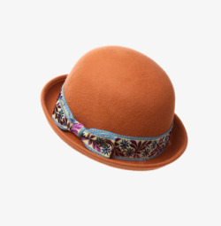 圆顶帽秋冬季羊毛呢毡帽英伦盆帽高清图片