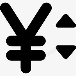 垂直向上和向下日元货币符号的上下箭头图标高清图片