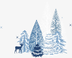 松树冬天雪域素材