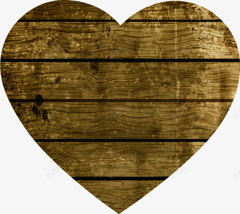 棕色木板爱心装饰png免抠素材_新图网 https://ixintu.com 木板 棕色 爱心 装饰
