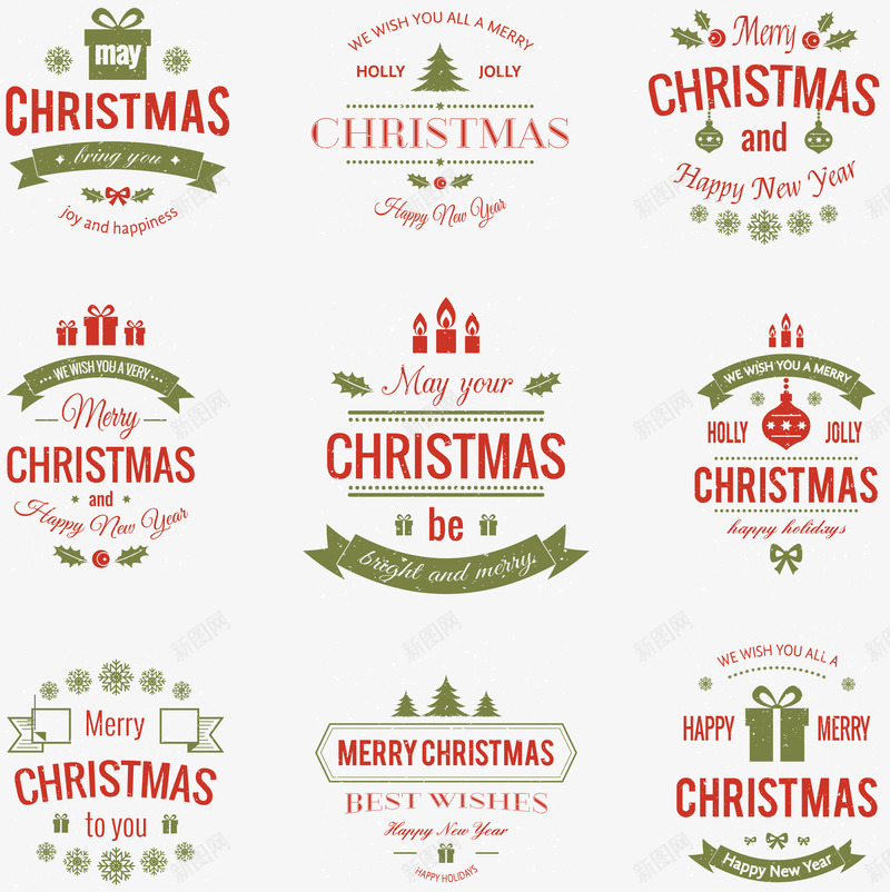 各种圣诞节红绿色标志logo矢量图图标eps_新图网 https://ixintu.com logo 圣诞节 装饰 矢量图
