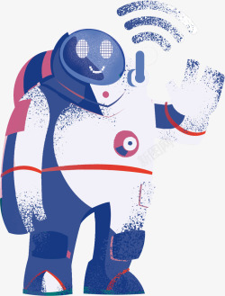 人工智能插画手绘外太空机器人宇航员插画高清图片