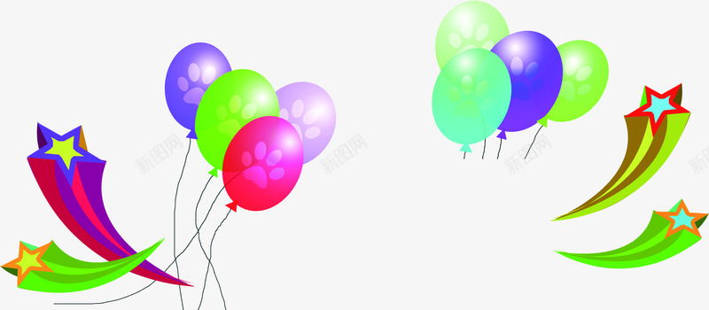 气球五角星彩带装饰png免抠素材_新图网 https://ixintu.com 五角星 彩带 气球 素材 装饰