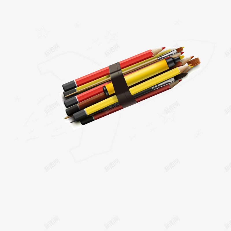 创意铅笔火箭png免抠素材_新图网 https://ixintu.com 卡通火箭 彩色铅笔 文具 背景装饰 铅笔火箭