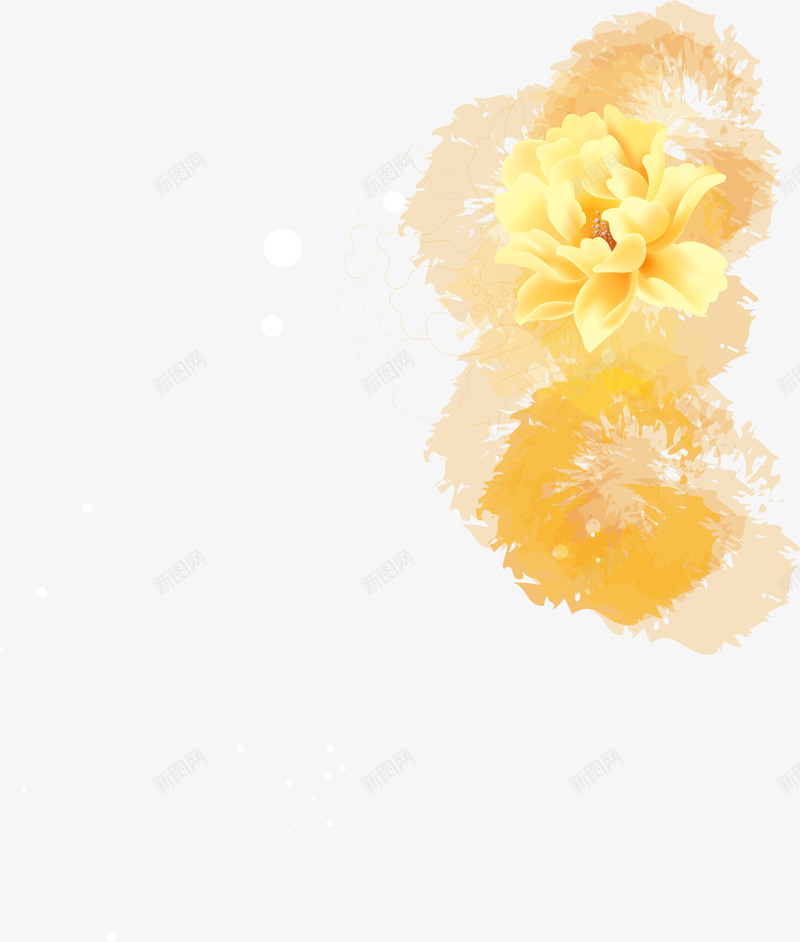黄色花朵装饰png免抠素材_新图网 https://ixintu.com 晕染 水彩颜料 花朵装饰 黄色水彩 黄色花纹 黄色颜料