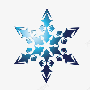 圣诞雪花球蓝色六角形雪花图标图标
