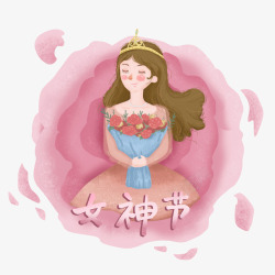 手绘插画女孩四素材