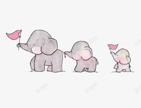 可爱童趣大象一家人手绘png免抠素材_新图网 https://ixintu.com 一家三口 一家人手绘 卡通 可爱 美术