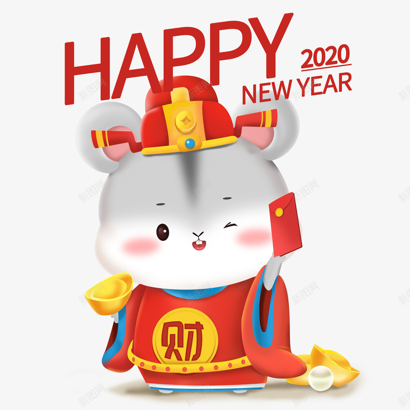 2020鼠年立体鼠财神红包png免抠素材_新图网 https://ixintu.com 立体 红包 财神 鼠年