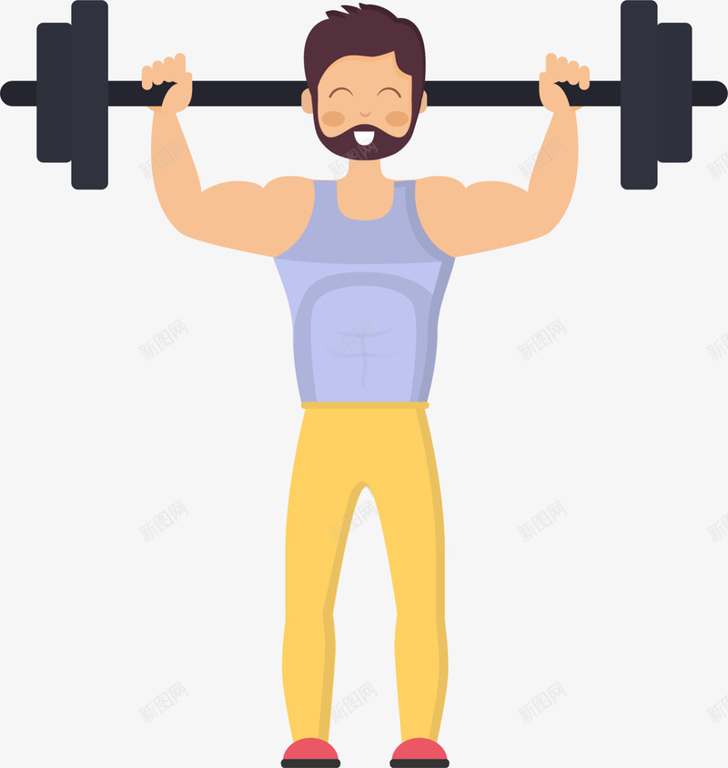 举着杠铃的强壮男人png免抠素材_新图网 https://ixintu.com 举着杠铃 健身 开心 强壮男人 强壮肌肉男 肌肉男 锻炼