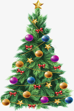 彩色圣诞球挂饰圣诞树矢量图素材