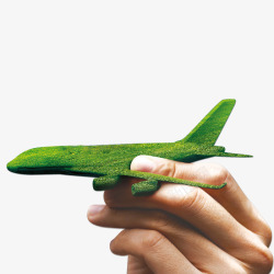 手拿绿色飞机素材