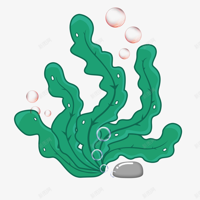 可爱卡通海藻png免抠素材_新图网 https://ixintu.com 泡泡 海藻 深海 珊瑚 绿藻 藻类卡通