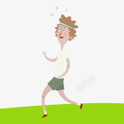 烫发头烫发头男士卡通跑步人物矢量图高清图片