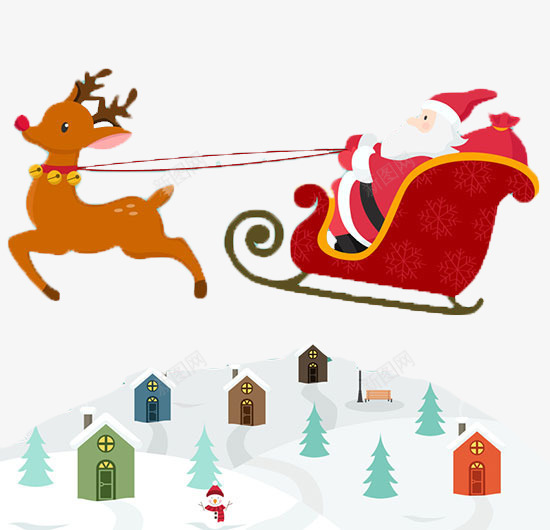 圣诞老人与麋鹿psd免抠素材_新图网 https://ixintu.com 卡通 圣诞节 礼物