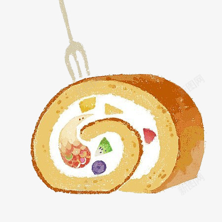 水果蛋糕卷png免抠素材_新图网 https://ixintu.com 卡通 手绘 甜品 蛋糕 蛋糕卷 食物