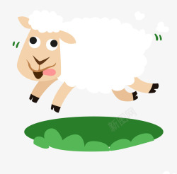 草地上跳跃的小绵羊素材