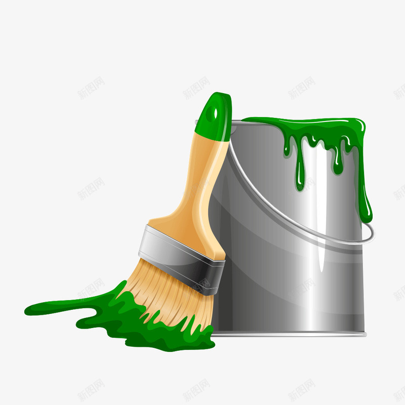 装饰元素png免抠素材_新图网 https://ixintu.com 油漆桶 涂鸦 绿色