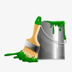 绿色油漆桶装饰元素高清图片