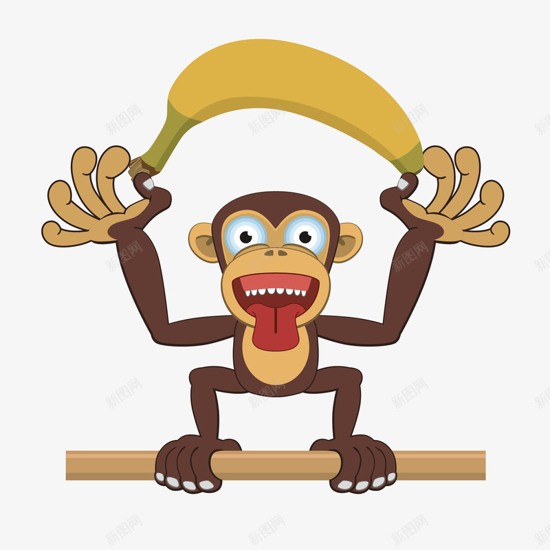 拿香蕉的猴子png免抠素材_新图网 https://ixintu.com 动画片人物 卡通形象 图示 开心 插图 猴子 香蕉
