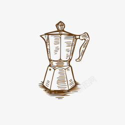 咖啡器具简约手绘卡通咖啡器具矢量图高清图片