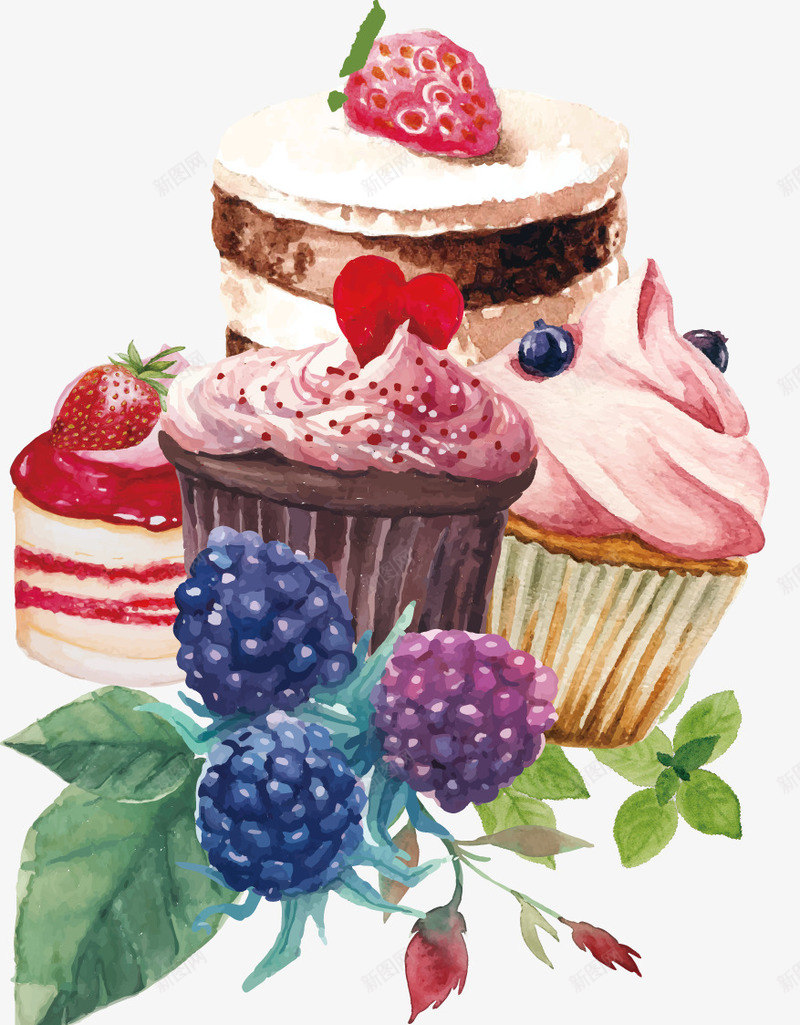 簇拥的杯子蛋糕png免抠素材_新图网 https://ixintu.com 卡通甜点 杯子蛋糕 桑葚 甜点 簇拥 簇拥的杯子蛋糕