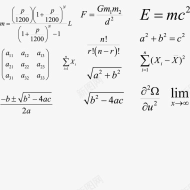 物理数学公式黑色线条矢量图图标图标